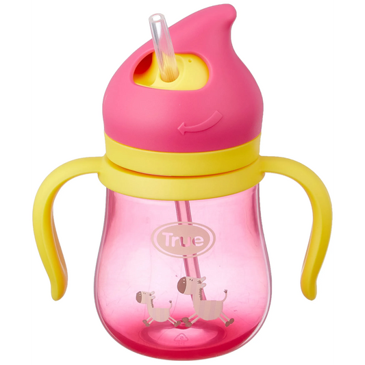 True Gold | Pink & Yellow Baby Cup With Straw +12M | 210ml