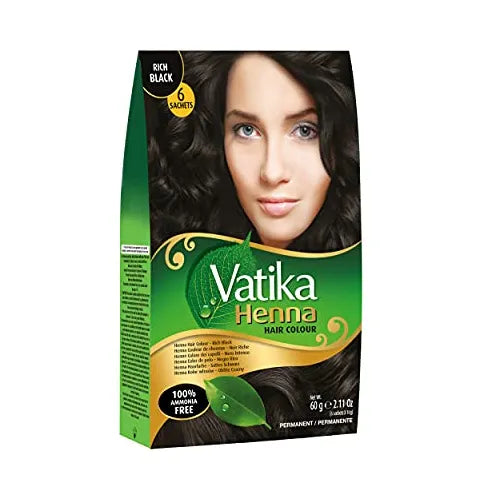 Vatika | Henna Hair Natural Black 60gm | 6 Sachet