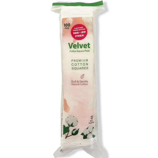 Velvet | Multi-Purpose Square Cotton Pads | 100 Pcs + 20 Pcs Free