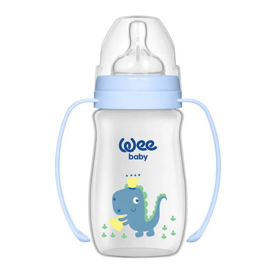 Wee Baby | Plastic Wide Neck Bottle with Grip from 0-6M Blue | 250ml