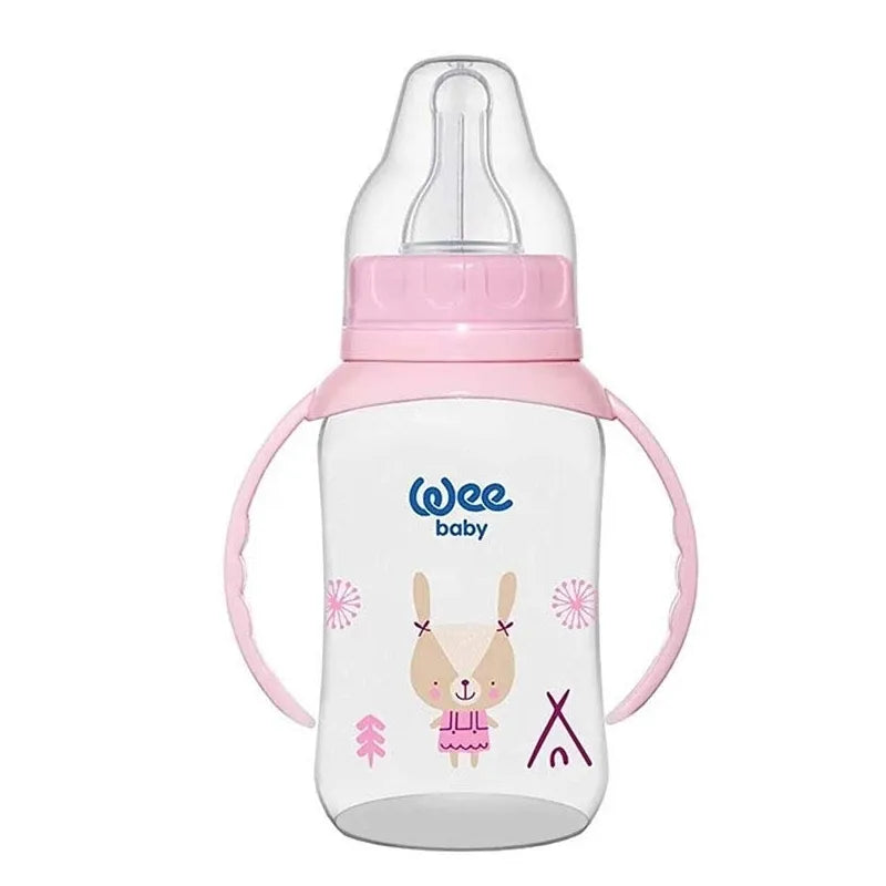 Wee Baby | Plastic Feeding Bottle with Handle from 6-18M Pink | 150ml