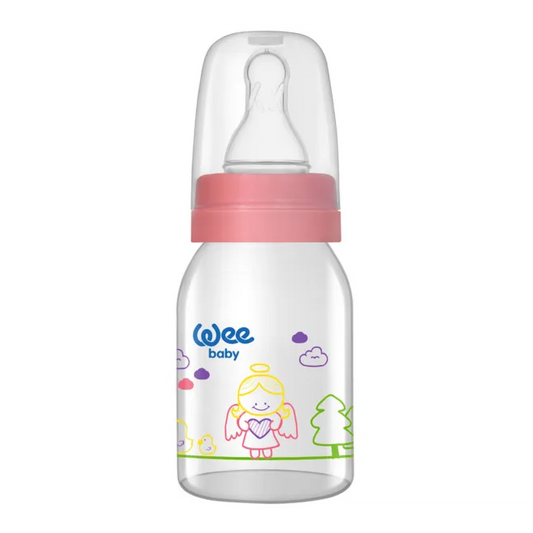 Wee Baby | Glass Feeding Bottle from 0-6M Pink | 125ml