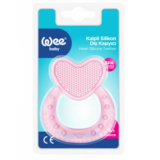 Wee Baby | Heart Shaped Silicon Teether Pink | 1 Pc