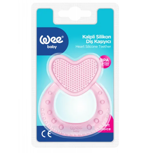 Wee Baby | Heart Shaped Silicon Teether Pink | 1 Pc