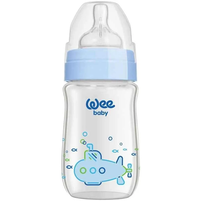 Wee Baby | Heat Resistant Glass Bottle Blue | 180ml