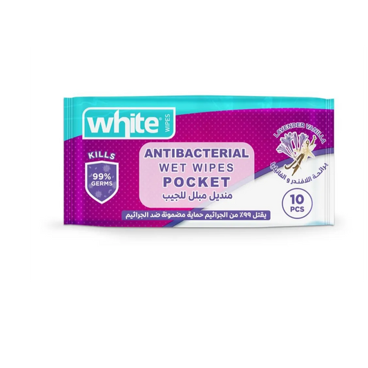 White | Antibacterial Pocket | 10 Wipes