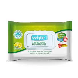 White | Antibacterial Wipes | 50 Pcs