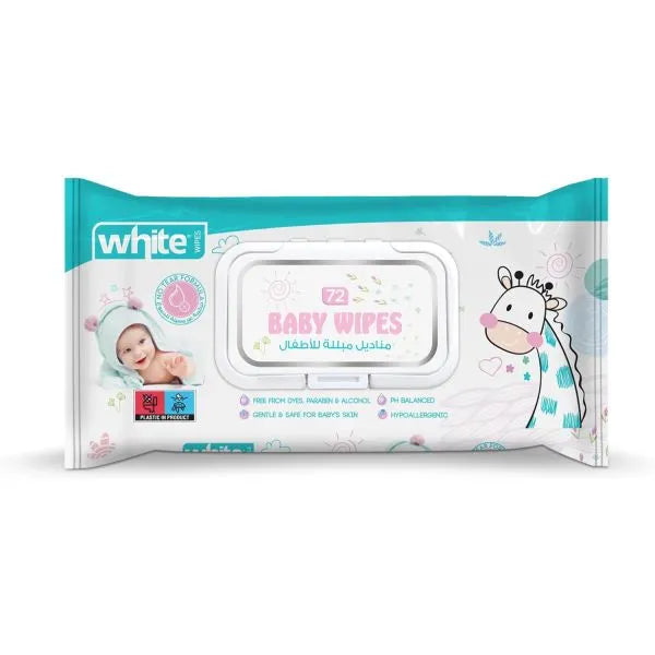 White | Baby Wipes | 72 Wipes