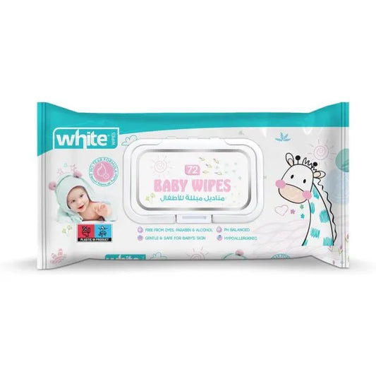 White | Baby Wipes | 72 Wipes