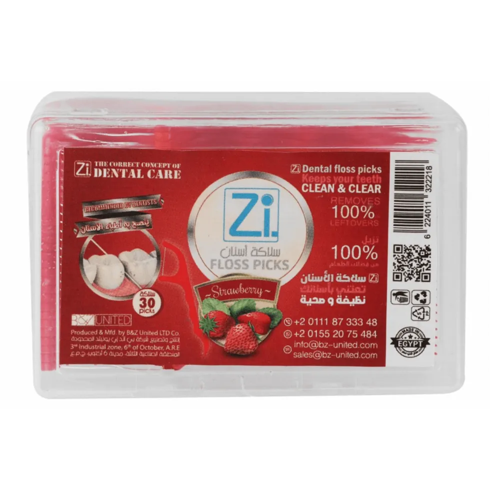 Zi Dental Floss Picks Strawberry | 30 Picks/Box