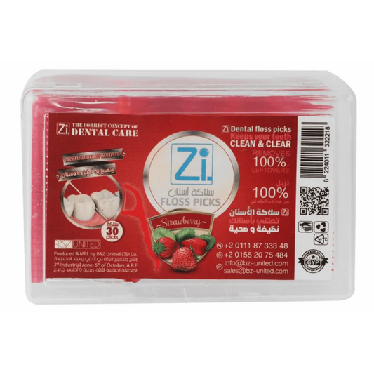 Zi Dental Floss Picks Strawberry | 30 Picks/Box